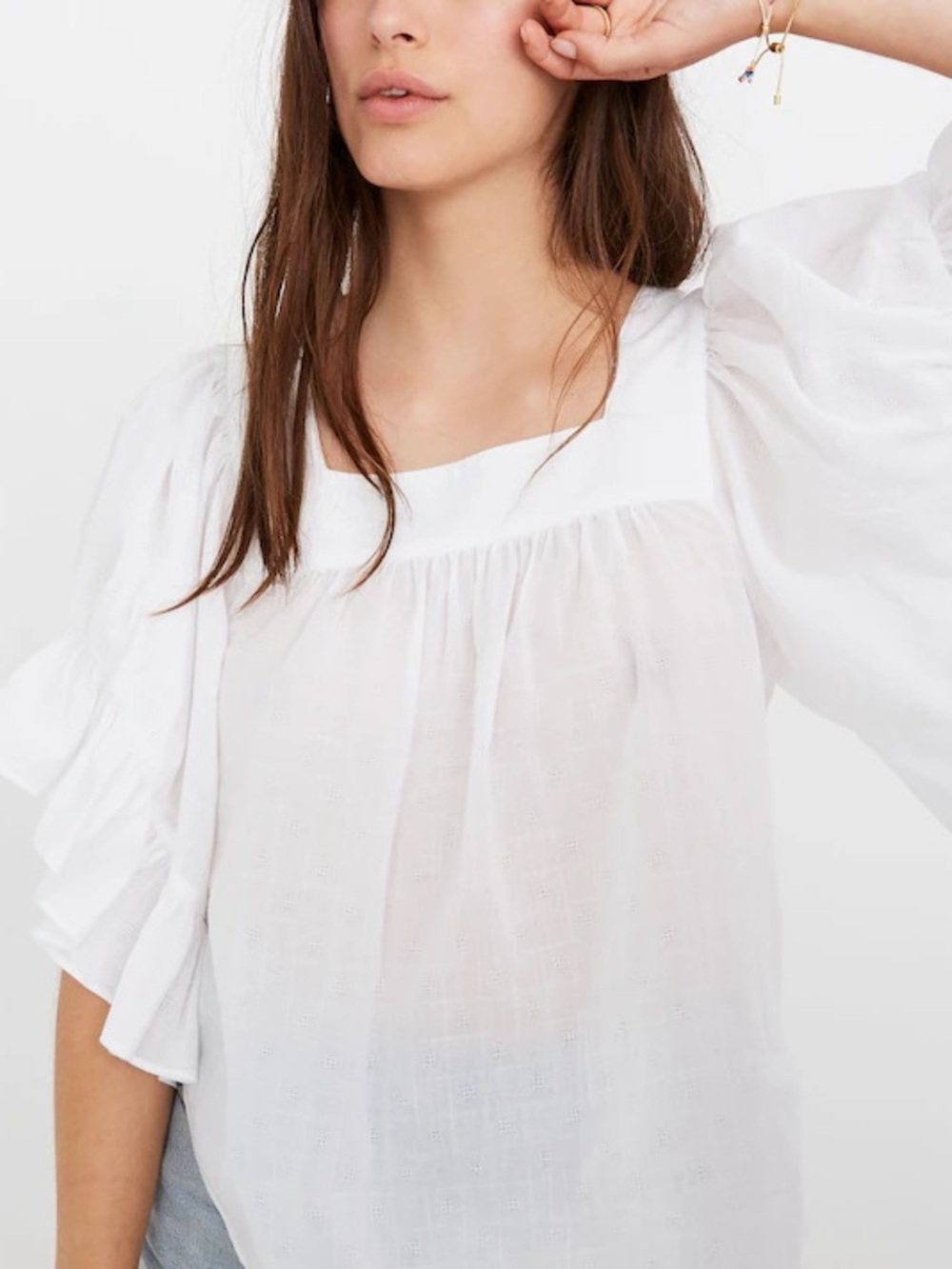 Madewell Flutter-Sleeve Butterfly Top white size XS peasant boho hippie L8489 - Picture 2 of 10